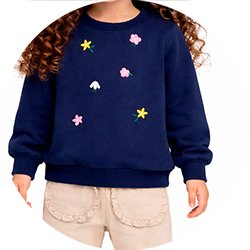 05 conjunto menina blusao moletom e legging molecotton flores trick nick azul marinho m
