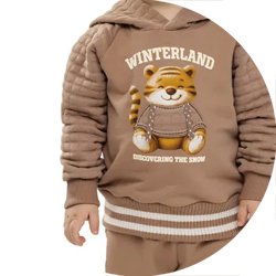 01 conjunto bebe menino blusao e calca moletom tigre angero areia g