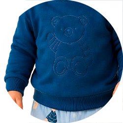 01 conjunto menino moletom blusao e calca flanelado ursinho trick nick azul escuro 2