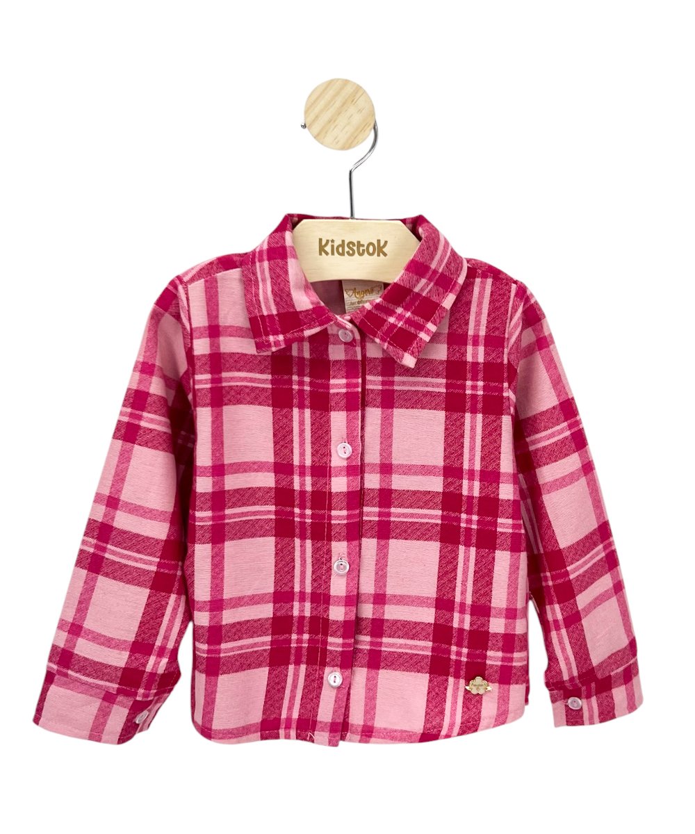 Camisa Menina Xadrez Flanelada Pingente - Anger&ocirc;