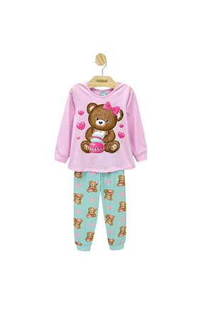 Pijama Menina Blusa e Cal&ccedil;a Urso La&ccedil;o Brilha no Escuro - Kyly