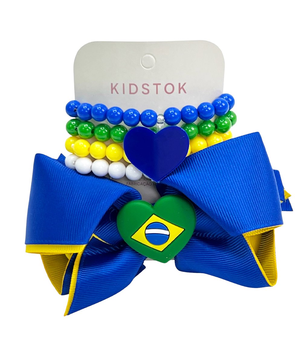 Kit Bico de Pato c/ Pulseira Bandeira Brasil - Kidstok