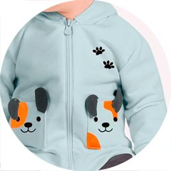 01 conjunto bebe menino jaqueta e calca moletom cachorrinho kyly