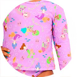 01 conjunto menina protecao uv sereia peixinhos kamylus lilas p