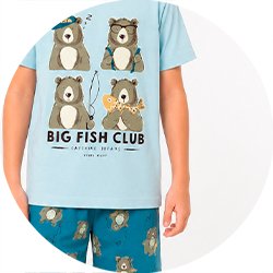 01 pijama menino manga curta ursinho brilha no escuro angero azul claro 12