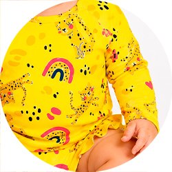 02 conjunto menina oncinha protecao uv kamylus amarelo m