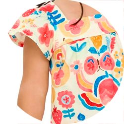 01 conjunto menina blusa e short floral aquarela elian creme 3