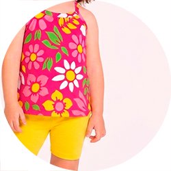 01 conjunto menina blusa e bermuda cotton raminhos kyly