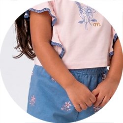 01 conjunto menina blusa e short bordado floral milli nina creme 4