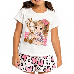01 pijama menina girafinha brilho no escuro kyly