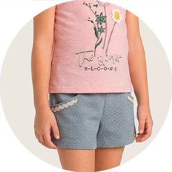 01 conjunto menina blusa e short jacquard flores milli nina pessego 14