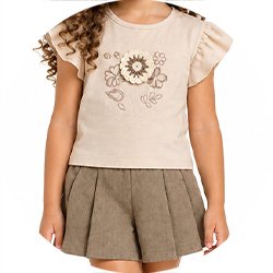 04 conjunto menina blusa e short croche flor mundi