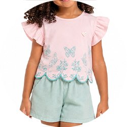 04 conjunto menina blusa e short borboletas milli nina