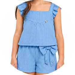 03 conjunto menina blusa e short strass laco le petit