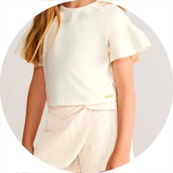 01 conjunto menina blusa bordado e short saia linho coloritta bege 12